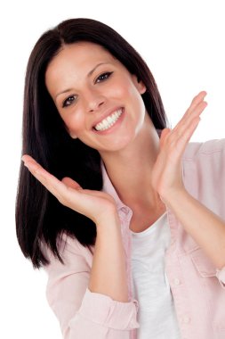 Güzel gülümseme görünümlü esmer kız