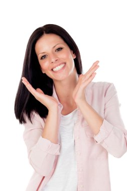 Güzel gülümseme görünümlü esmer kız