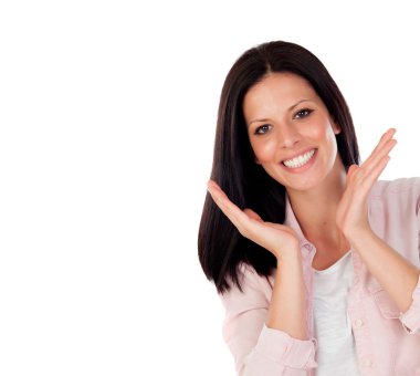 Güzel gülümseme görünümlü esmer kız