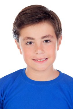 Komik çocuk on yaşında ve mavi t-shirt 