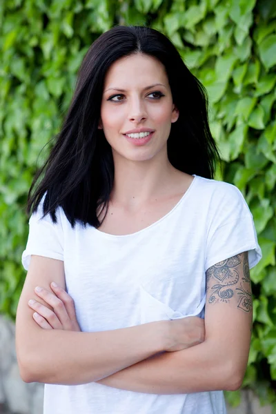 Young beautiful woman with brunette hair — Stock Photo, Image