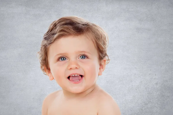 Baby one year old doing funny gestures — Stock Photo, Image