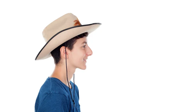 Teenager boy with a cowboy hat — Stock Photo, Image