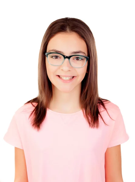 Bastante niña preadolescente con gafas —  Fotos de Stock
