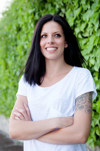 Young beautiful woman with brunette hair — Stock Photo, Image