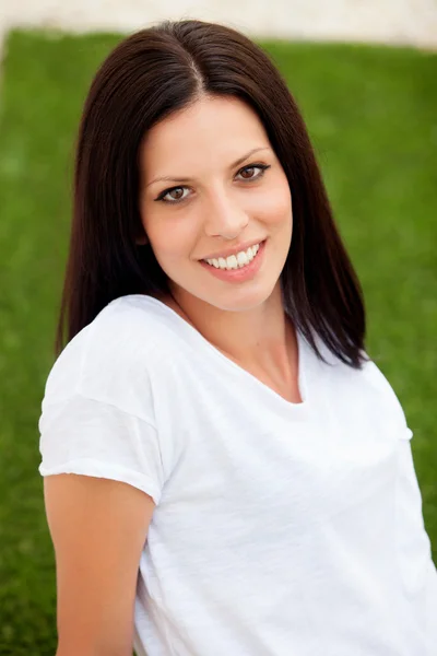 Young beautiful woman with brunette hair — Stock Photo, Image