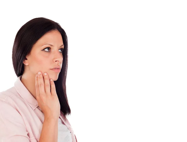 Junge brünette Frau mit Zahnschmerzen — Stockfoto