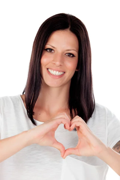 Pretty brunette woman in love — Stock Photo, Image