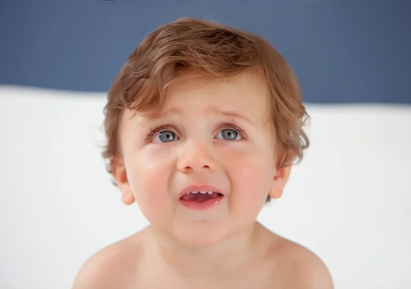 One year old boy with blue eyes — Stock Photo, Image