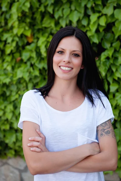 Young beautiful woman with brunette hair — Stock Photo, Image