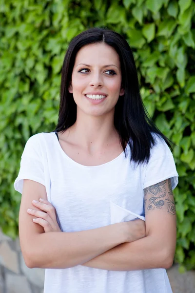 Young beautiful woman with brunette hair — Stock Photo, Image