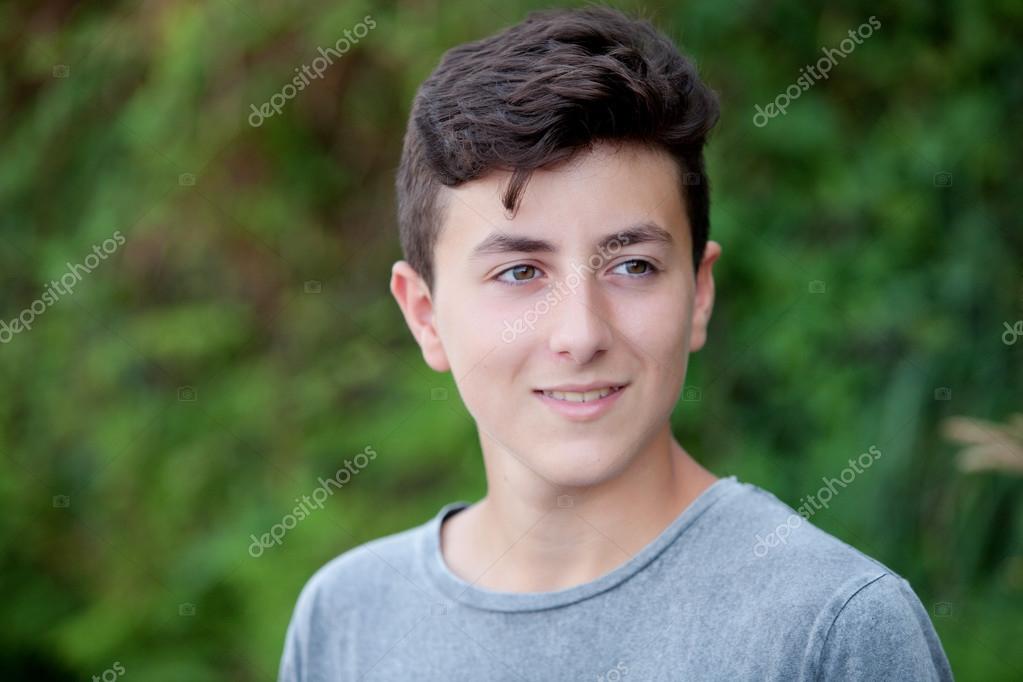 teenage boy with dark brown hair