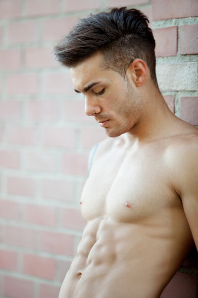 Handsome fit athletic shirtless man  