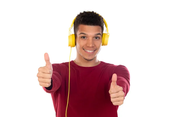 Latin Guy Short Afro Hair Isolated White Background — Stock Photo, Image