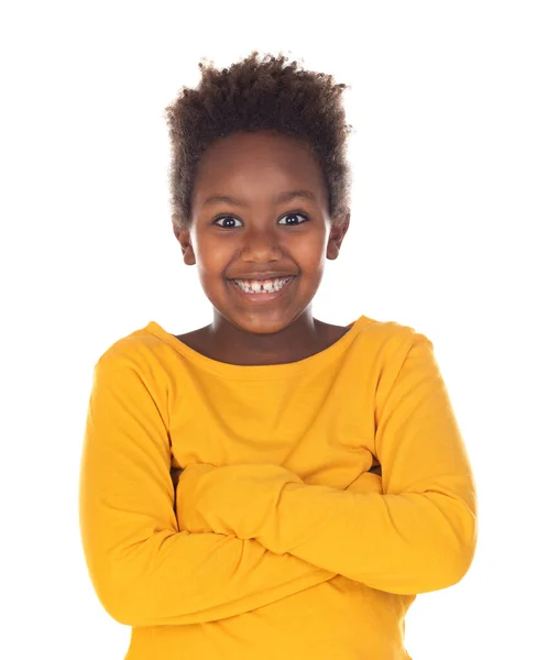 Забавна Дитина Афро Волоссям Ізольована Білому Тлі — стокове фото