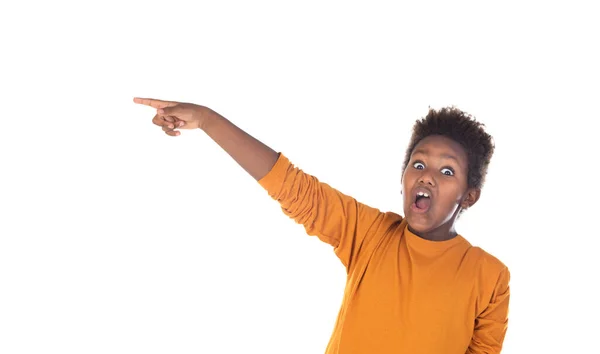 Chico Divertido Con Pelo Afro Aislado Sobre Fondo Blanco — Foto de Stock