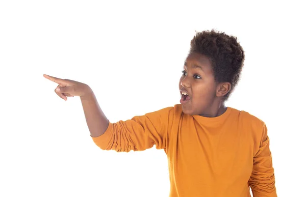 Garoto Engraçado Com Cabelo Afro Isolado Fundo Branco — Fotografia de Stock