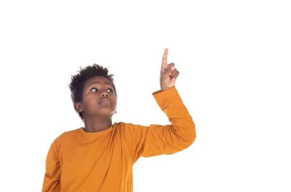 Grappig Kind Met Afro Haar Geïsoleerd Een Witte Achtergrond — Stockfoto