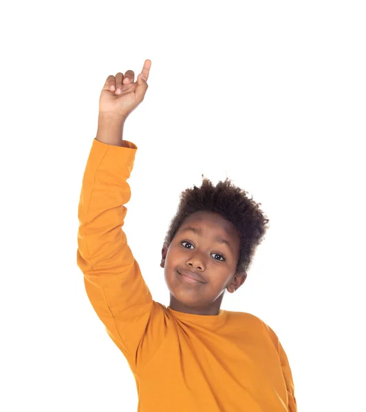 Ragazzo Divertente Con Capelli Afro Isolati Uno Sfondo Bianco — Foto Stock