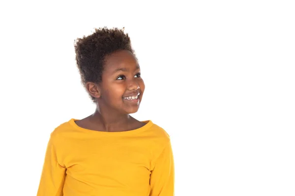 Enfant Drôle Avec Des Cheveux Afro Isolés Sur Fond Blanc — Photo