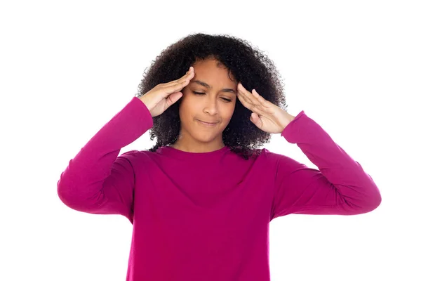 Beautiful Teenager Girl Pink Sweater Isolated White Background — Stock Photo, Image