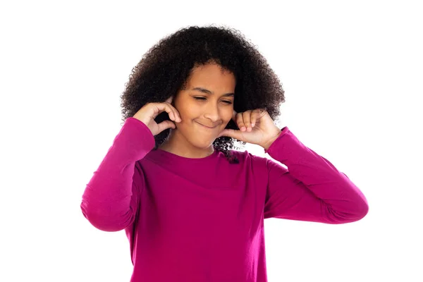 Portait Adolescente Con Pelo Afro Aislado Sobre Fondo Blanco —  Fotos de Stock