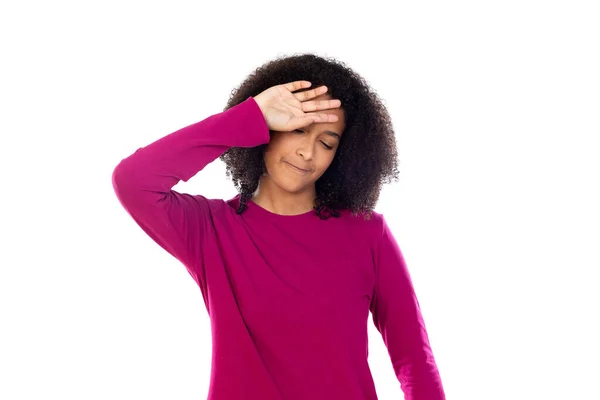 Porträt Eines Teenagers Mit Afro Haaren Isoliert Auf Weißem Hintergrund — Stockfoto