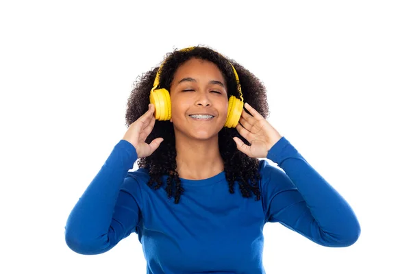 Teenager Girl Wearing Blue Sweater Isolated White Background — Stock Photo, Image