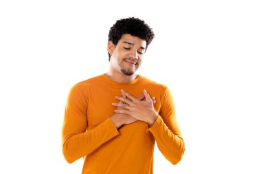 Beyaz arka planda izole edilmiş sevimli bir afro adam.