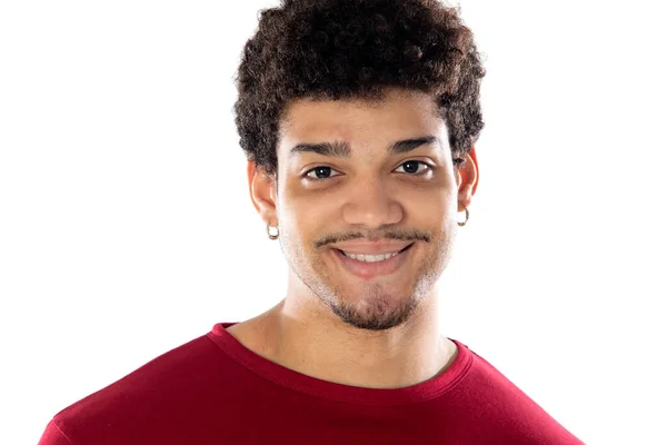 Lindo Hombre Afroamericano Con Peinado Afro Con Una Camiseta Borgoña —  Fotos de Stock