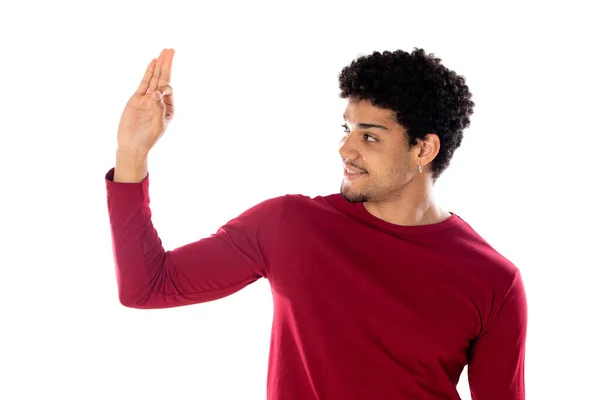 Bonito Homem Americano Africano Com Penteado Afro Vestindo Uma Camiseta — Fotografia de Stock