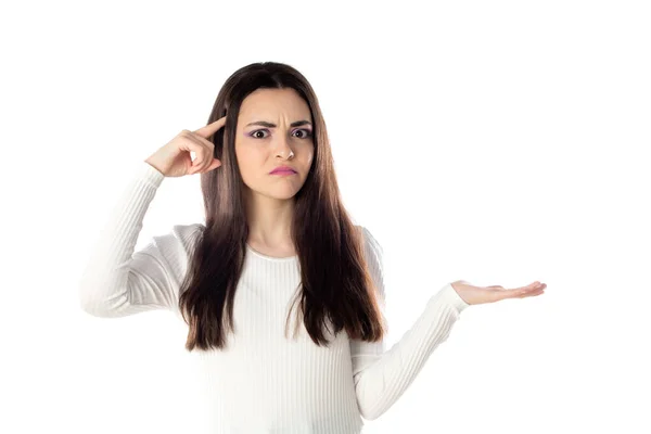 Portrait Beautiful Teen Girl Purple Makeup Closeup Isolated White Background — Stock Photo, Image