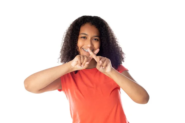 Blandad Ras Flicka Med Söt Afro Hår — Stockfoto