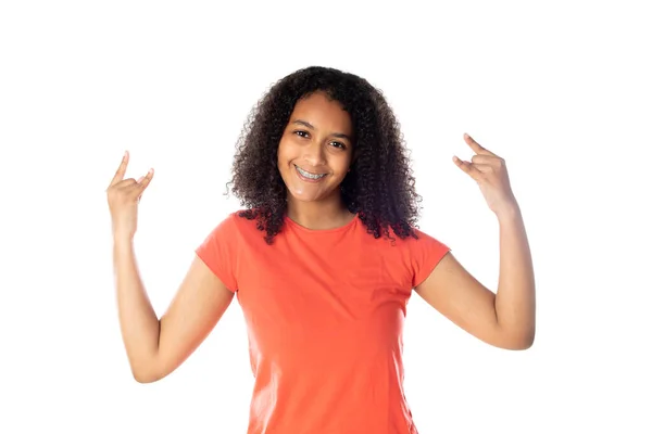 Misto Raça Menina Com Bonito Afro Cabelo — Fotografia de Stock