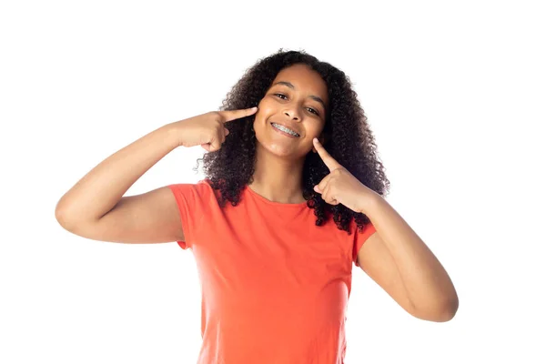 Ragazza Razza Mista Con Simpatici Capelli Afro — Foto Stock