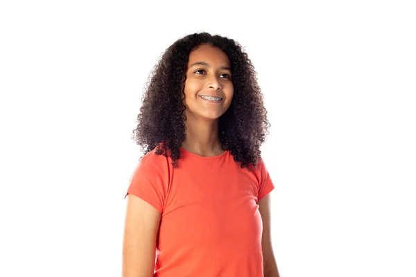 Misto Raça Menina Com Bonito Afro Cabelo — Fotografia de Stock