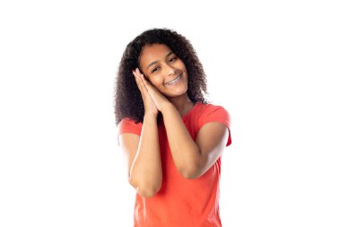 Hoş afro saçlı melez kız. 