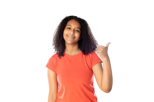 Gemengd Ras Meisje Met Schattig Afro Haar — Stockfoto