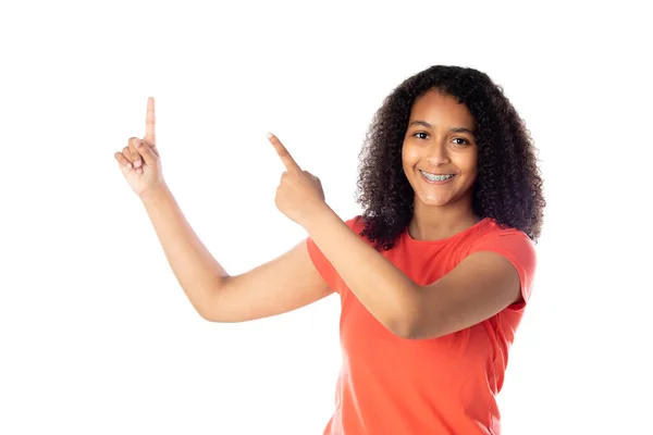 Gemengd Ras Meisje Met Schattig Afro Haar — Stockfoto