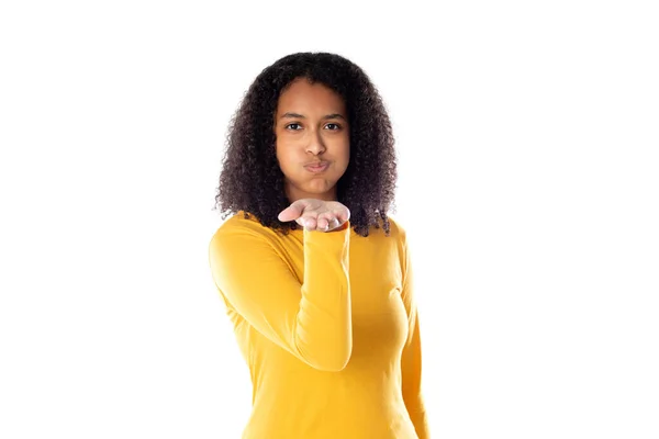 Misto Raça Menina Com Bonito Afro Cabelo — Fotografia de Stock