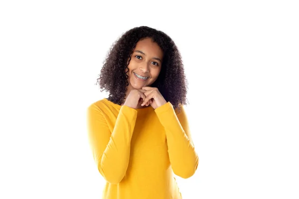 Mixed Race Girl Cute Afro Hair — Stock Photo, Image