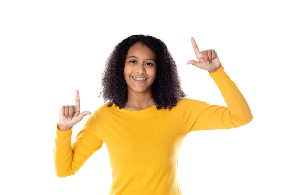 Blandad Ras Flicka Med Söt Afro Hår — Stockfoto