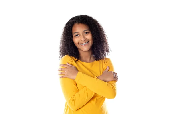 Gemengd Ras Meisje Met Schattig Afro Haar — Stockfoto