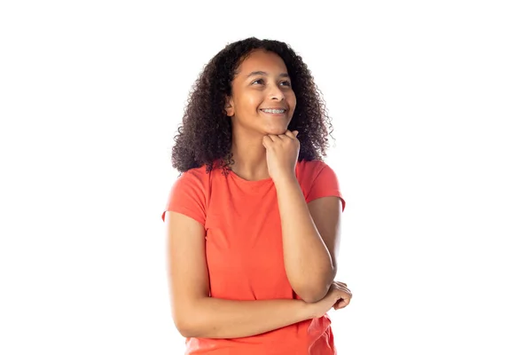 Gemengd Ras Meisje Met Schattig Afro Haar — Stockfoto