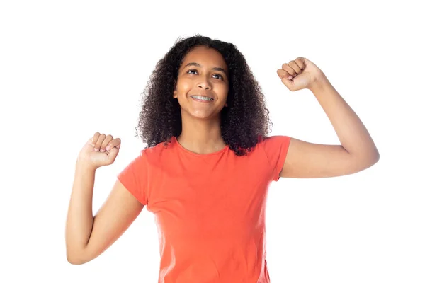 Mixed Race Girl Cute Afro Hair — Stock Photo, Image