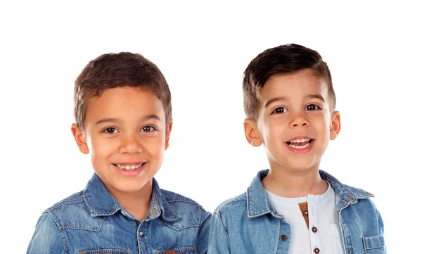 Beautiful Children Looking Camera Isolated White Background — Stockfoto