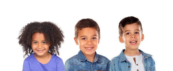 Beautiful Children Looking Camera Isolated White Background — Foto Stock