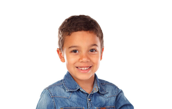 Beautiful child looking at camera isolated on a white background
