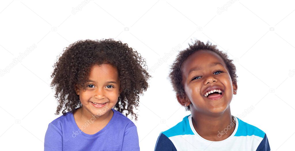 Beautiful children looking at camera isolated on a white background