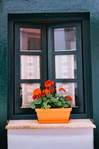 Beautiful Traditional Window Small Spanish Village — Stock Photo, Image